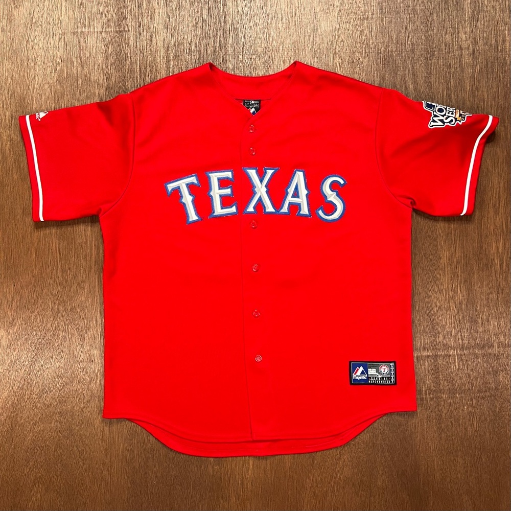 Texas Rangers Authentic Majestic 2010 World Series Josh Hamilton #32 Red
